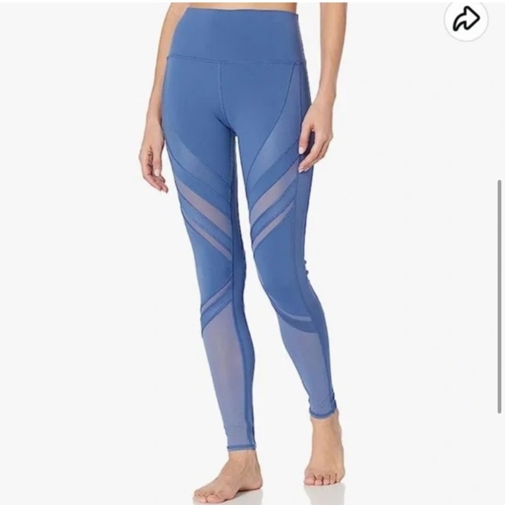{ALO Yoga} Blue Athletic Yoga Leggings With Mesh Panels~ Size XS-S